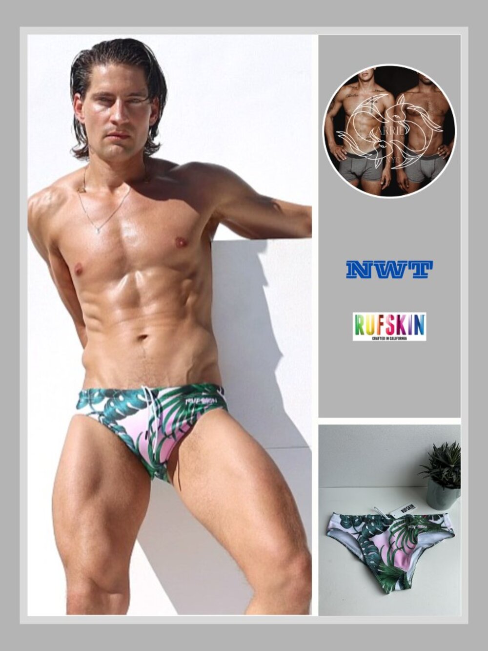 Rufskin - Wicked Swim Brief - Pink/Green (L)